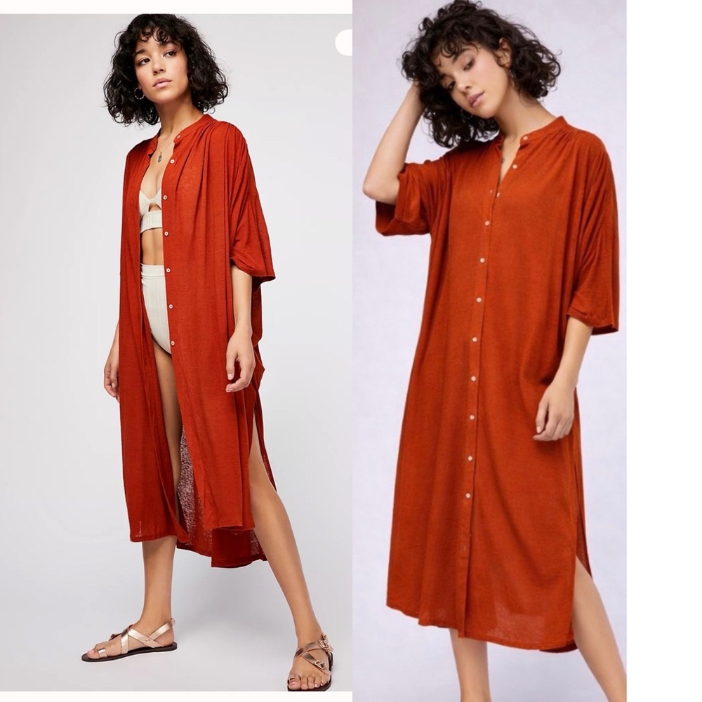 Free People Rust Kaftan / Shirt Dress
